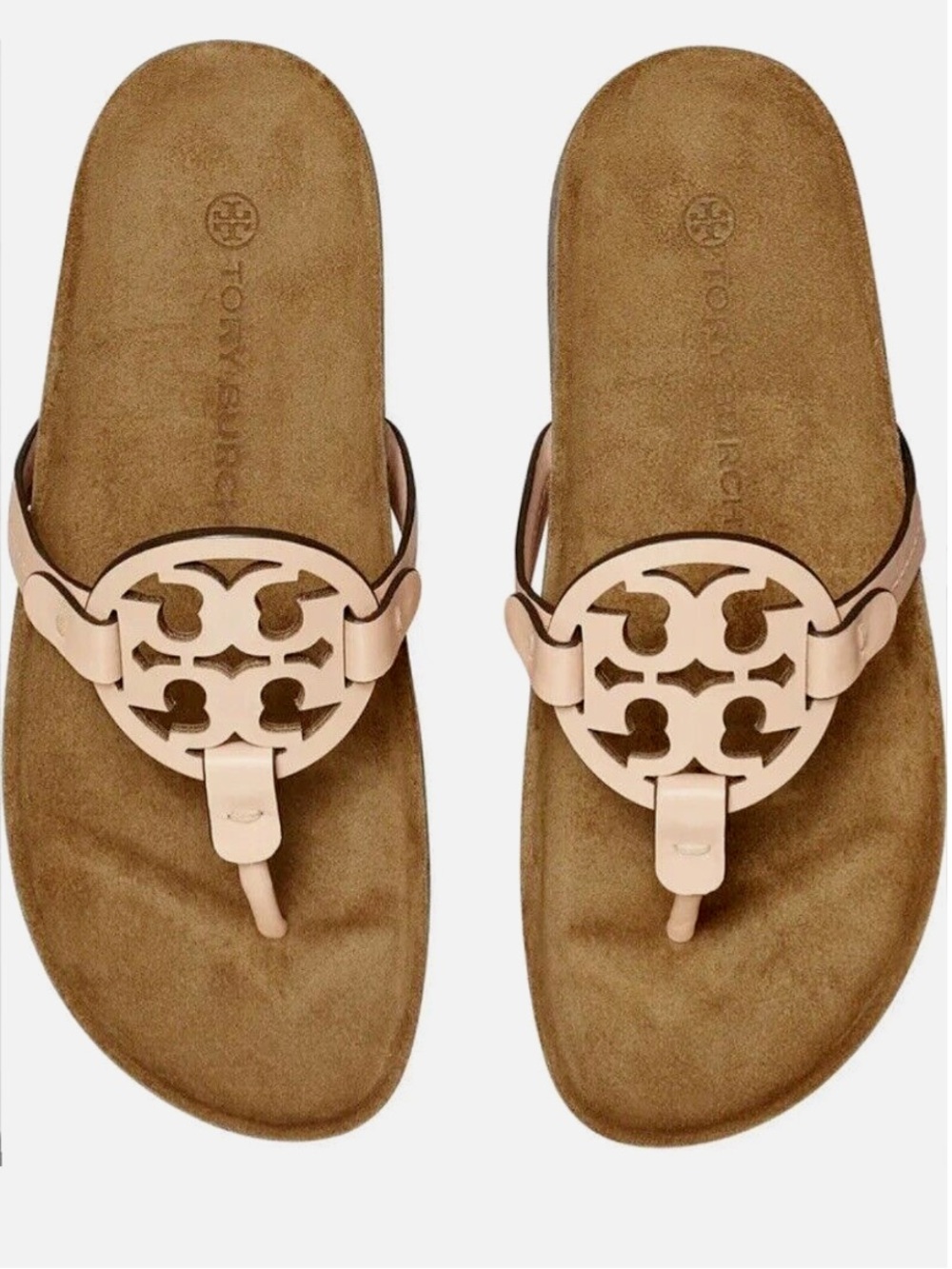 TORY BURCH Miller Cloud Sandals in Peach Leather size 5.5